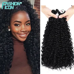 Synthetic Curly Hair Bundles 24-28Inches Long Hair Extension Loose Wave Fake Hair Black Hair Carnaval Hair Bundles High Quality