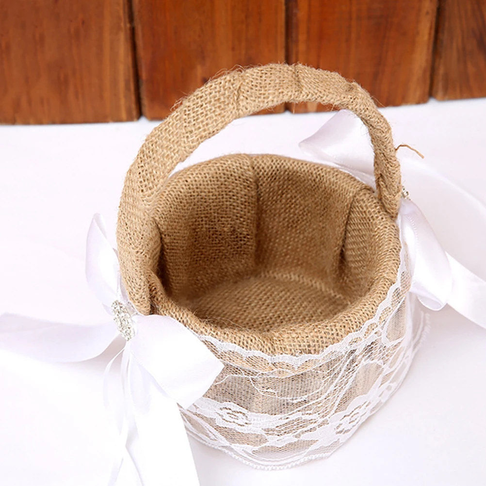 

1 set 1 Set Linen Wedding Ring Pillow Lace Bowknot Decoration Cushion Set Embellish Supplies For Ceremony Engagement Party Diy