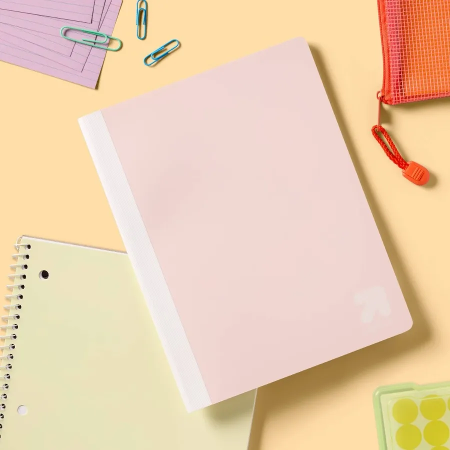 Pastel Pink Dot Grid Composition Notebook, 7.5"x9.75" Poly Cover 80 Sheets Notebook for Office School Journaling