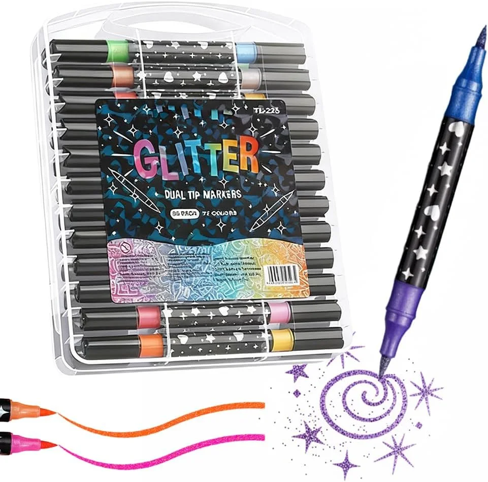 

Маркеры с двумя наконечниками и блестками, блестящие маркеры для карточек, поделок, рисования, глиттерные маркеры