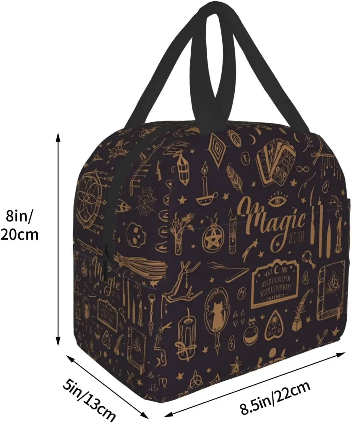 Women Insulated Lunch Bag, Alchemy Magic Witch Witchcraft Reusable Water-Resistant Cooler Lunch Tote Box, Boys Girls