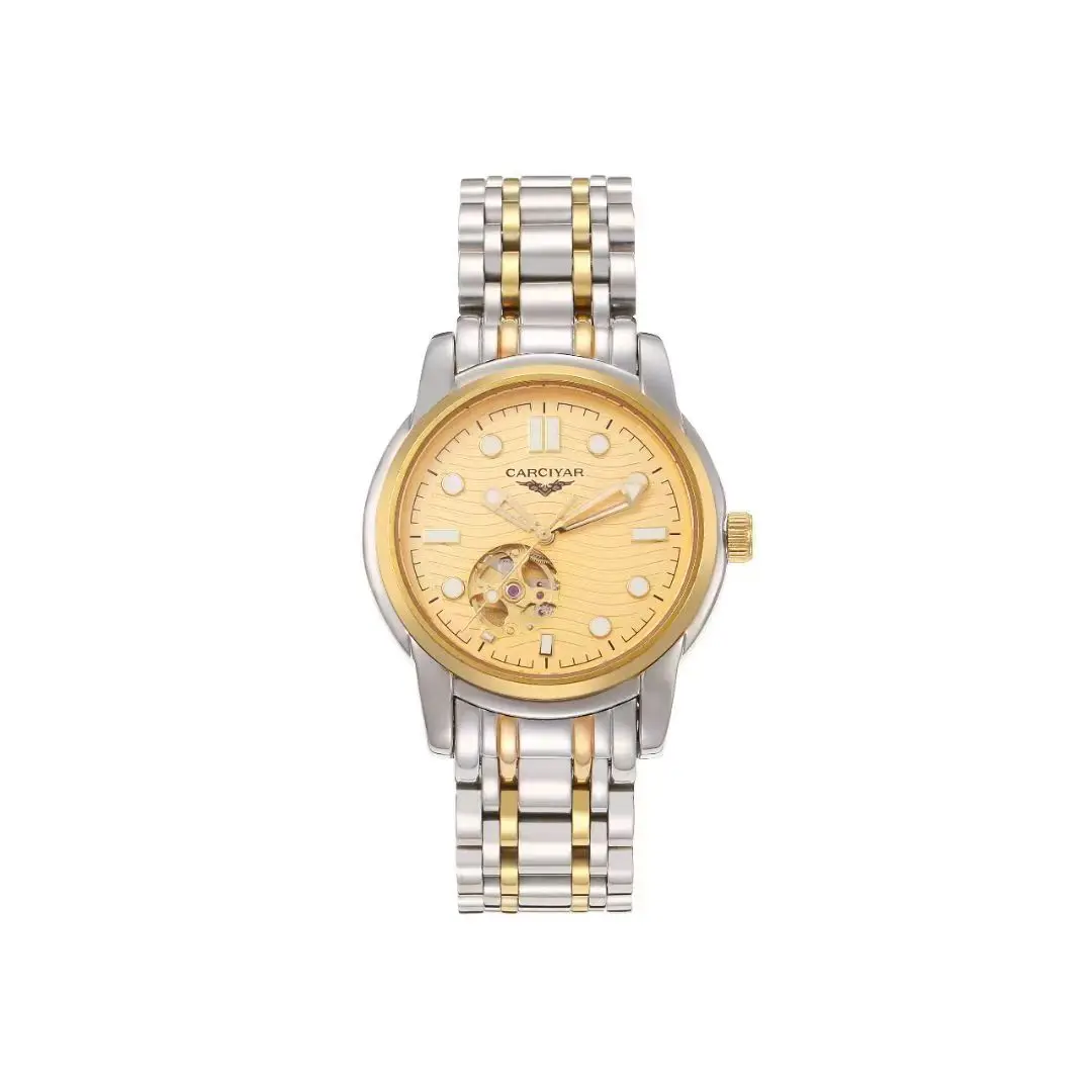 CARCIYAR Men's Mechanical Watch with Japanese Movement, 904L Stainless Steel, World Time, Ultra-Thin Model