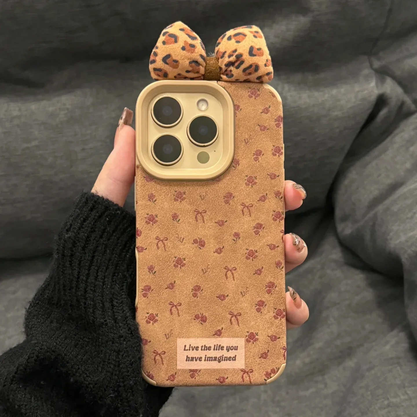 Retro Rose Leopard Print Bow Phone Case For iPhone 16 Promax 15 14 Plus 13 12 Pro Max 11 New Promotion Protective Soft Cover