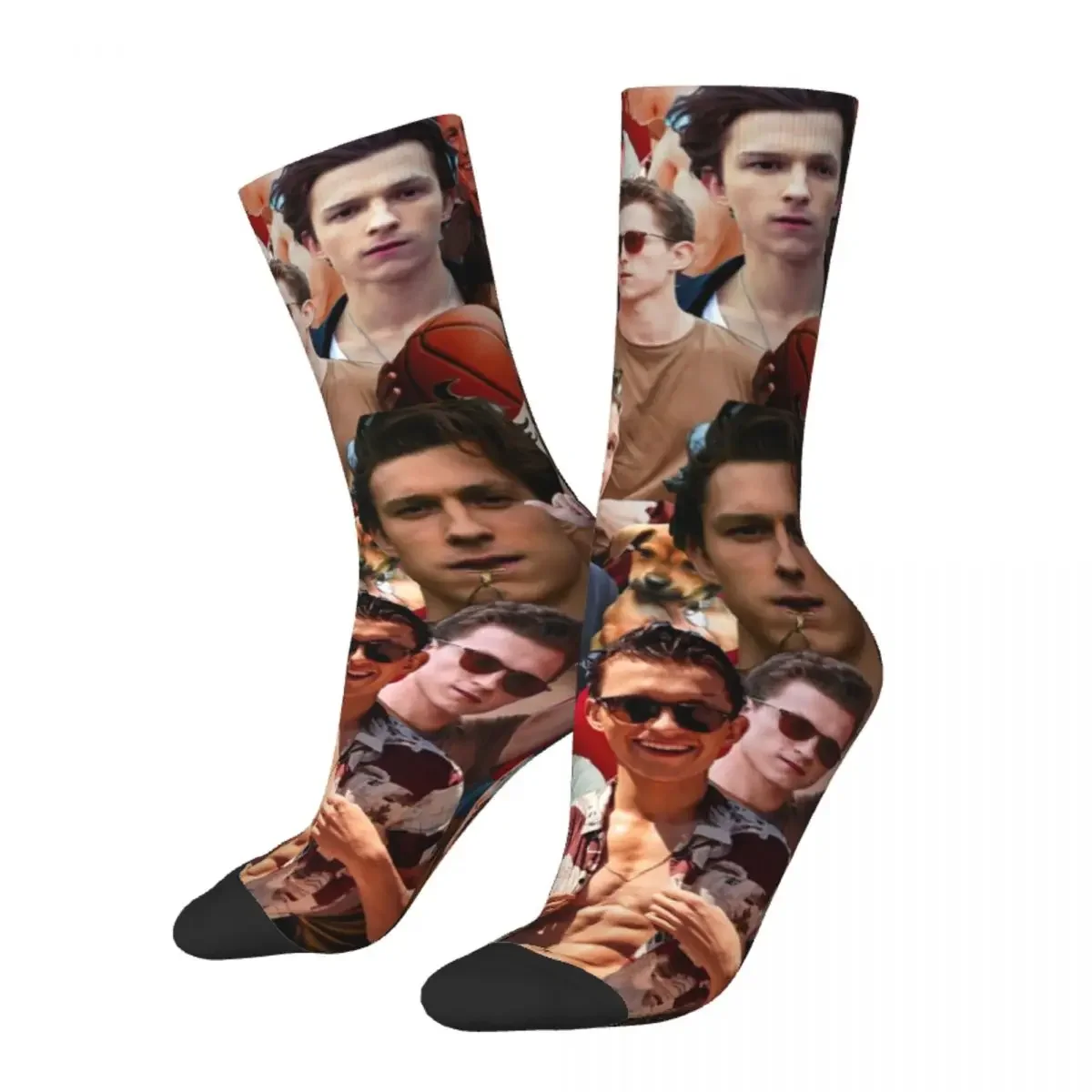 

Tom Holland Photo Collage Socks Men's Women's Fashion Socks Harajuku Spring Summer Middle Tube Socks Gifts