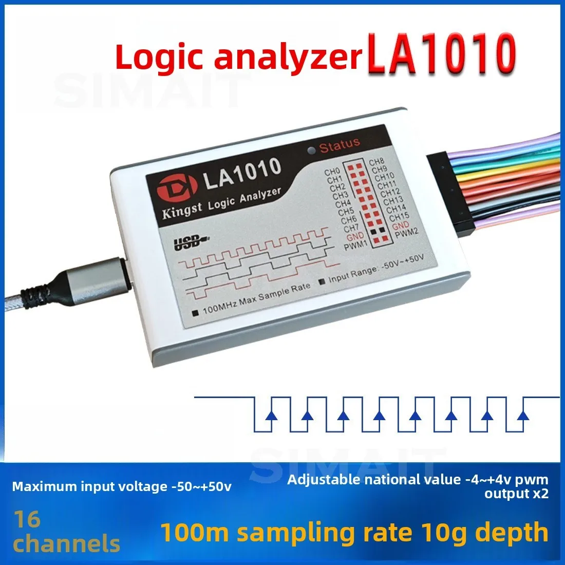 New Kingst LA1010 16CH 100MHz USB Logic Analyzer for MCU ARM FPGA Debug Tool English Software