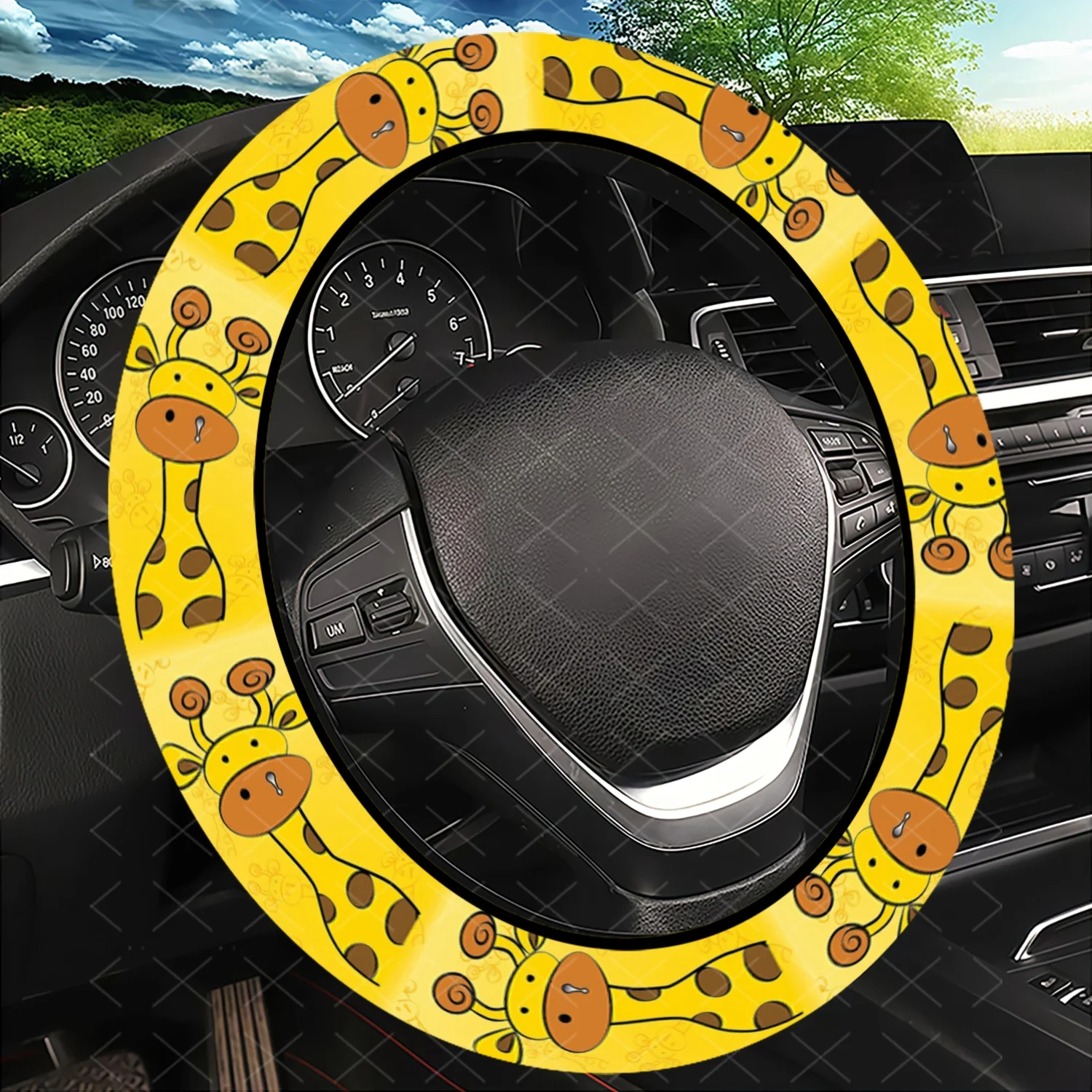 Giraffe-Inspired Steering Wheel Cover, Robust And Fashionable Design, Fits All Types of Vehicles Including Cars, Suvs