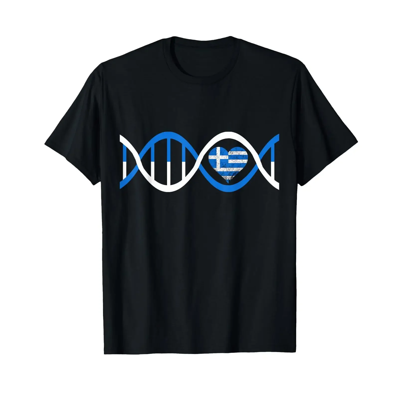 Greece Heart Greek DNA Strand Genetics T Shirt vintage Washed Stylish Casual Soft fashion Stretched designer clothes graphic