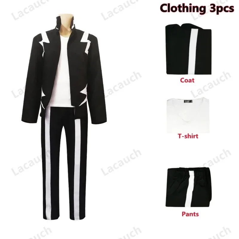 

Anime My Hero Academia Kaminari Denki Cosplay Short Wig Hairpin Black Uniform Suit Halloween Party Costume Outfita;2,c'4,h.