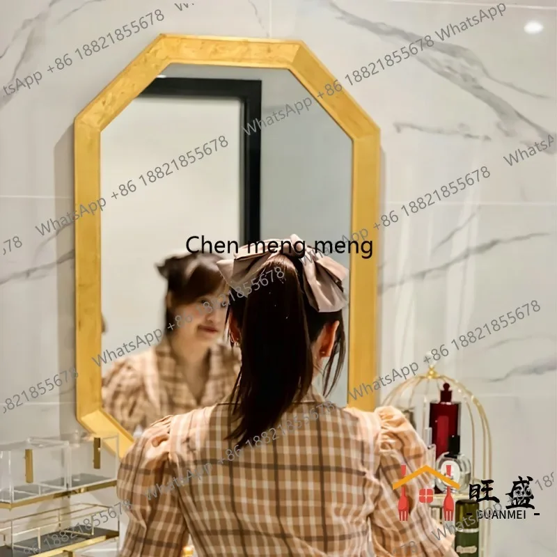 French bathroom mirror light luxury wall-mounted toilet simple retro wall-mounted art makeup mirrorzG185