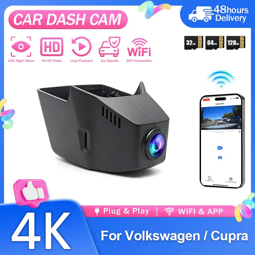 For Volkswagen VW Arteon 2017-2025 / Cupra Formentor 2021-2025 Car Dvr Plug and Play Wifi Video Recorder Dash Cam Car Dvr Camera