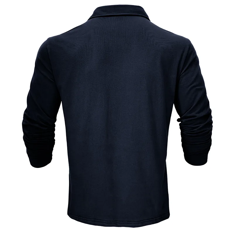 America Style Spring Fall Fashion High Quality Men Cotton Casual Polo Shirt Outdoor Solid Color Simple Basic Long Sleeve T-shirt