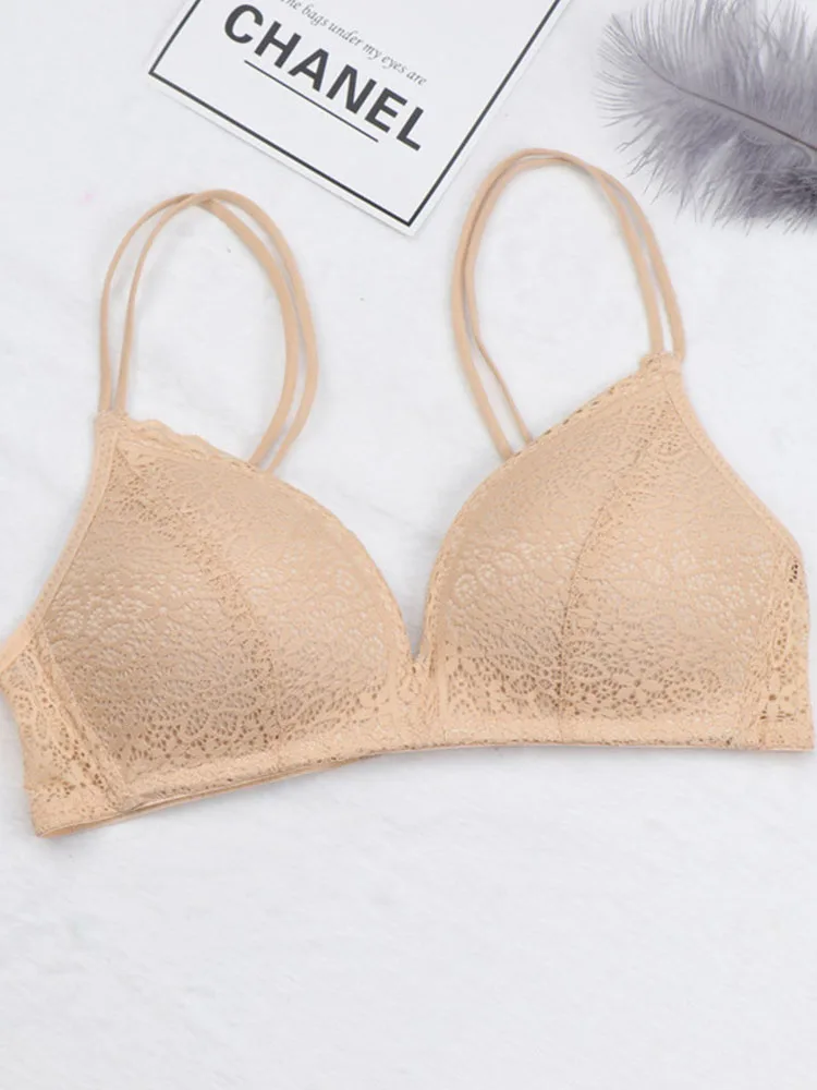 Frauen BH sexy Spitze Bra lette Blumen drahtlosen BH weibliche Unterwäsche eine B Tasse Dessous weiche einfarbige ultra dünne Büstenhalter