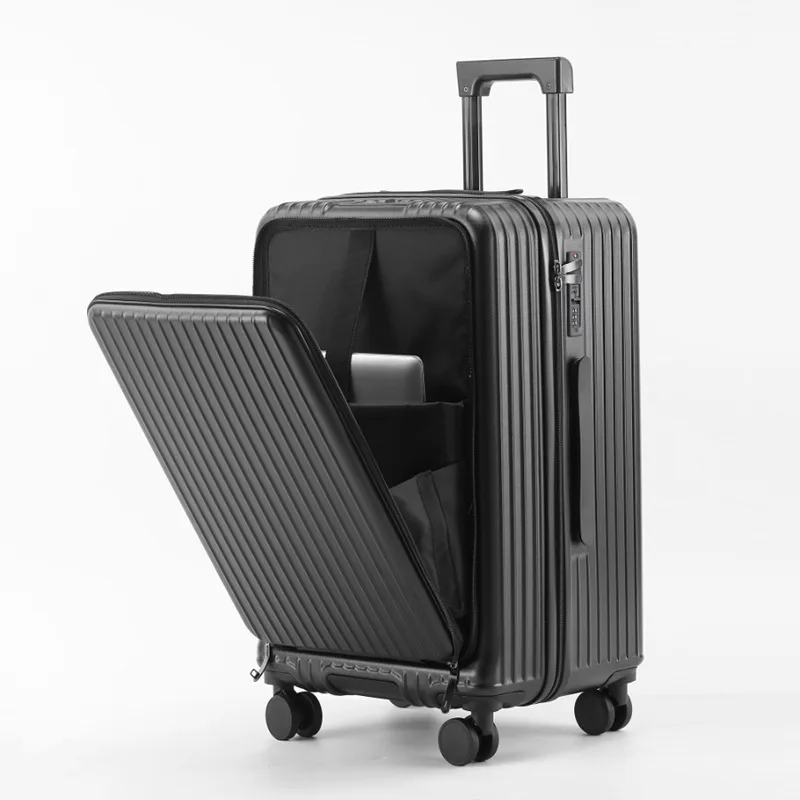 

Large capacity zipper suitcase, front opening sports trolley case