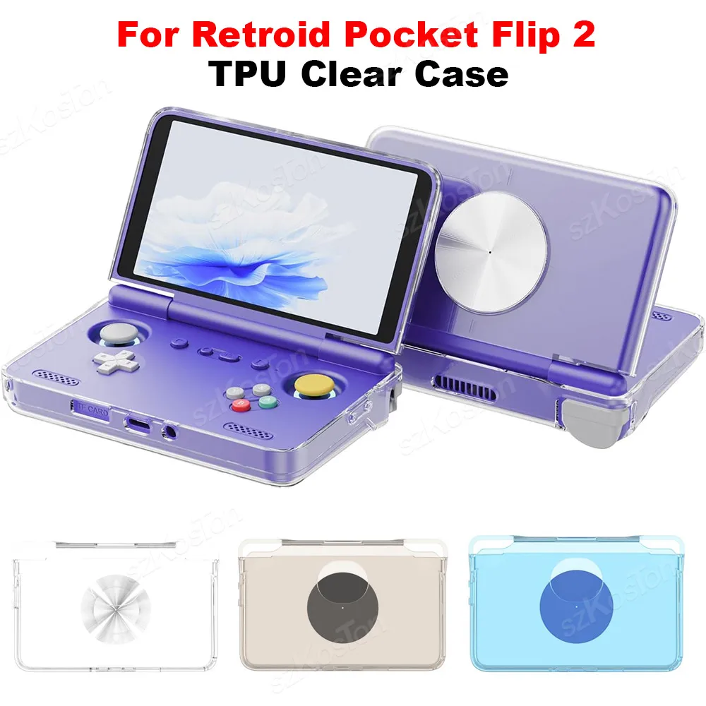 Klare Hülle für Retroid Pocket Flip 2, TPU, vollständige Schutzhülle, stoßfest, sturzsicher, Spielkonsolen-Hülle, Zubehör