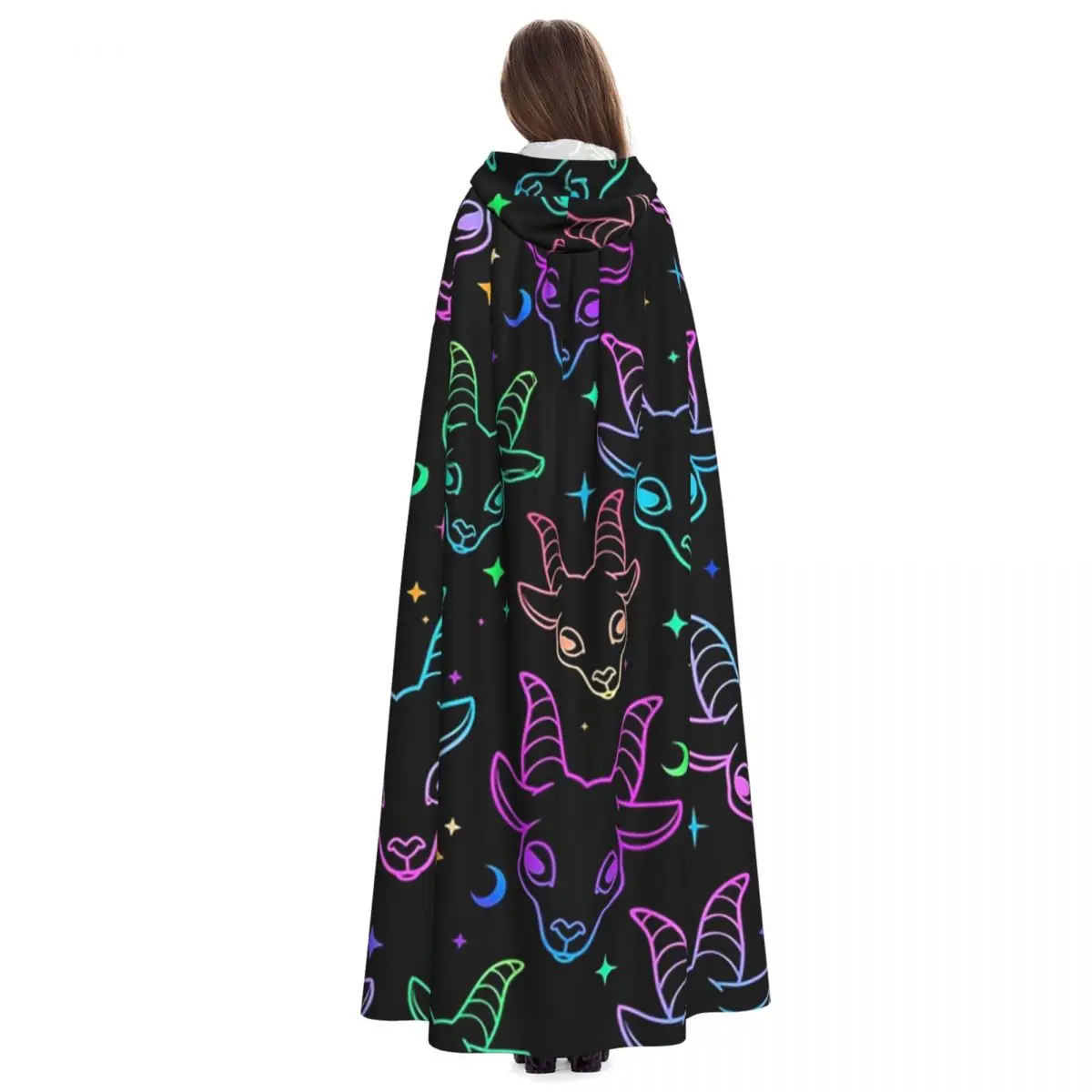 Little BaphometPastel Goth Kawaii Pastel Creepy Long Hooded Cloak Witch Medieval Costume Cosplay Cape HalloweenCoat Adult Unisex - view 2