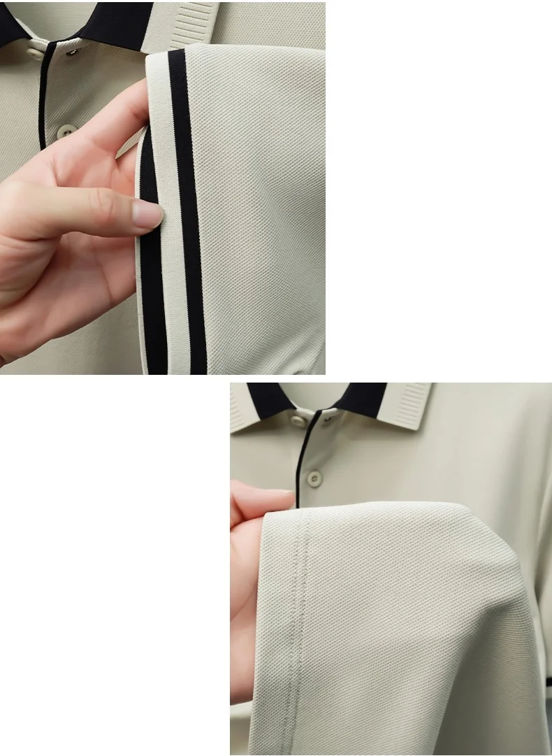 Designer-Marken-Poloshirt aus Seide und Baumwolle mit Kurzarm neu mit Buchstabenprägung modisches Herren-T-Shirt sommerlich atmungsaktiv koreanischer Casual-Top-Stil – Detail 27
