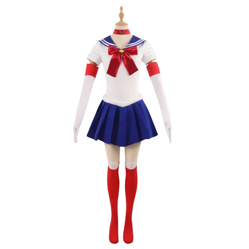 Anime Sailor Moon Cosplay Costume Tsukino Usagi Uniform Dress Outfits Cosplay Yellow Wig Halloween Carnivl Party Women Kids