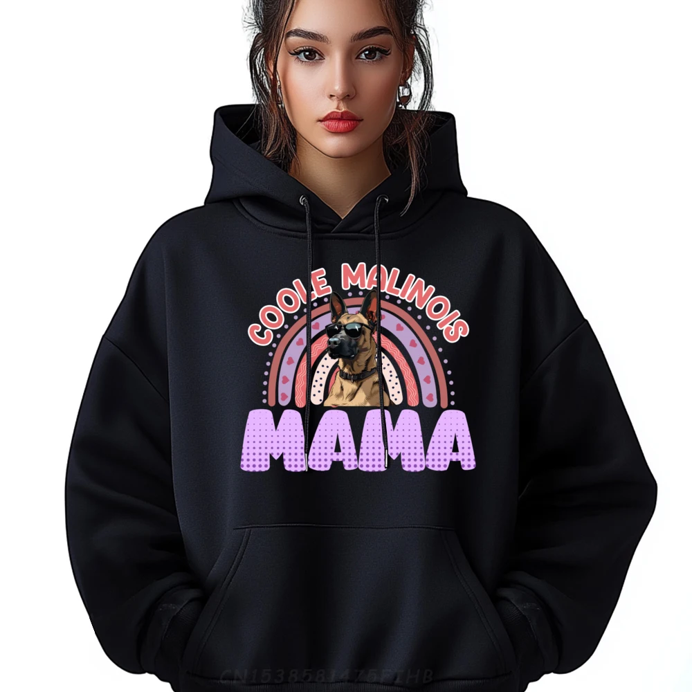 

Belgian Shepherd Coole Malinois Mama Hoodies Discount Round Neck Graphic Long Sleeve Women's Hoodies Street Hoodies