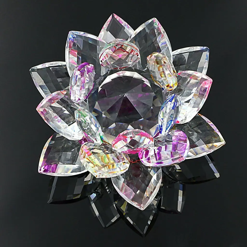 100 mm, Multi-Colour Lotus Flower Crystal – for Home Decoration, Ideal Gift for Birthdays, Parties