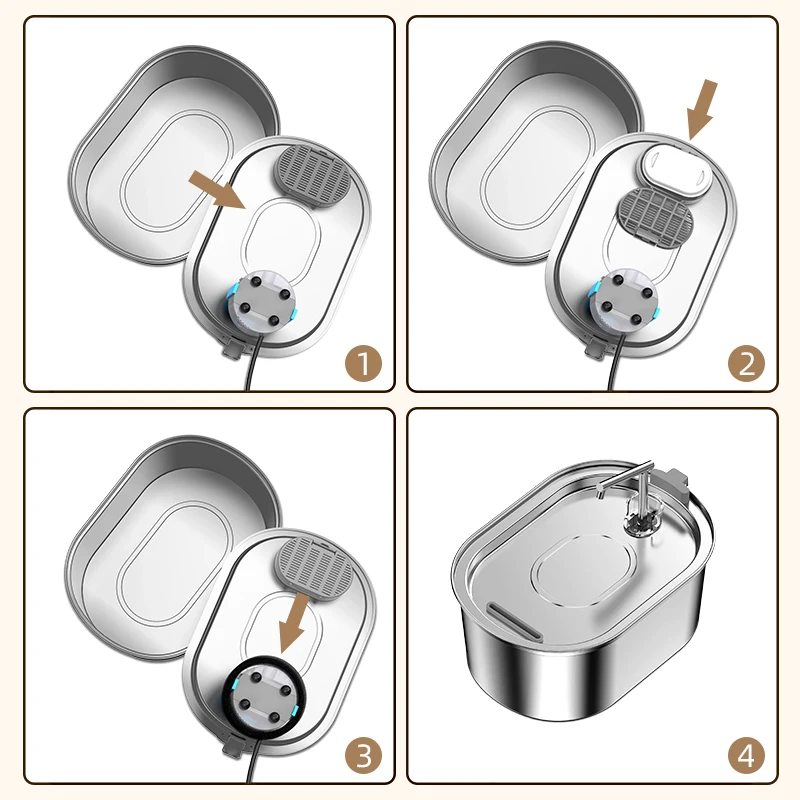 Robeco-filtro de fuente de acero inoxidable para gato, dispensador de agua para mascotas, filtros de carbón activado de repuesto, 3,2 L