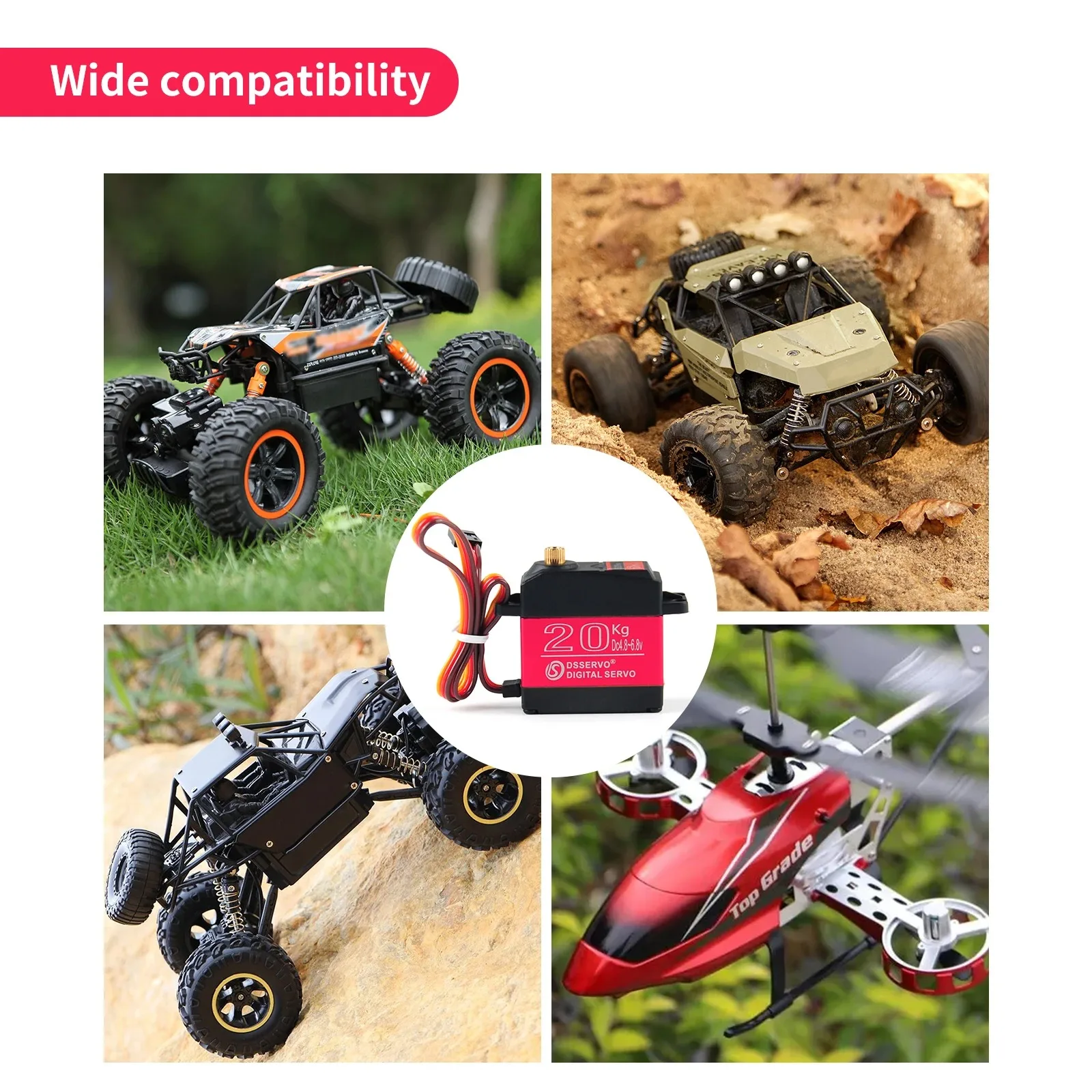 DS3218 20KG 디지털 서보 CNC 알루미늄 방수 180 °   RC 자동차/비행기 메탈 기어