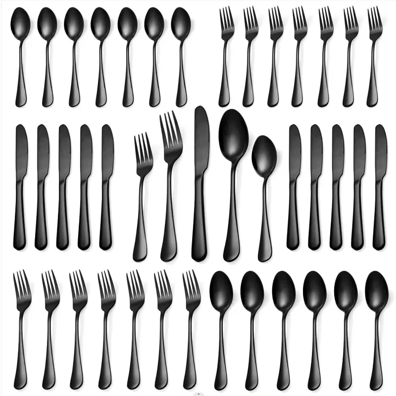 20 counts  Black Silverware Set, Stainless Steel Flatware Set for 4, Food-Grade Cutlery Set, Mirror Polished Tableware