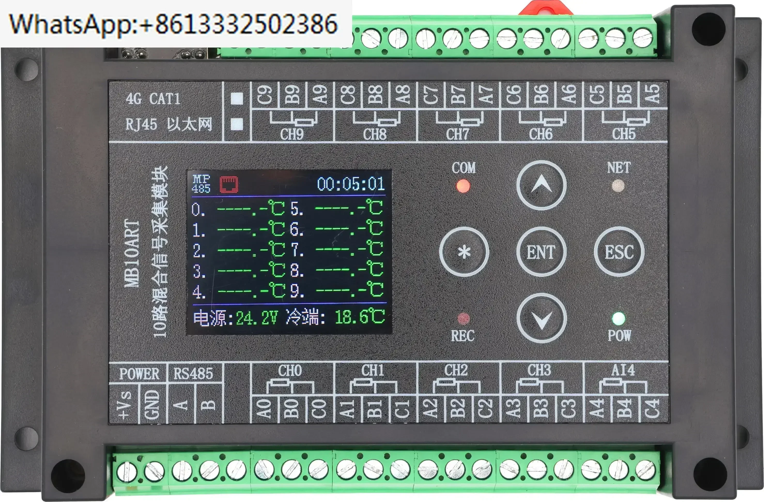 PT100 PT1000 8-way 10-way platinum resistance RTD high-precision temperature acquisition module RS485