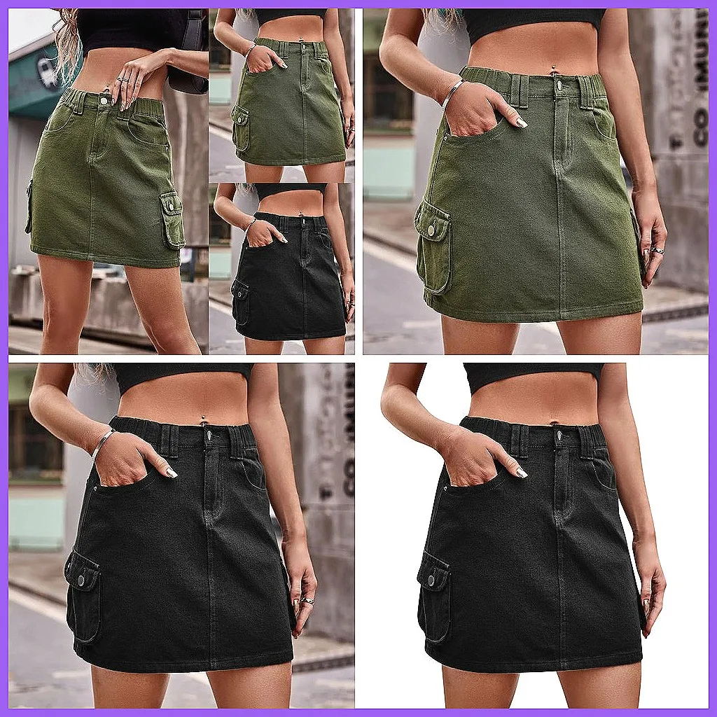 

High Waist Slimming Skirt Shorts with Pockets - Women's Sexy Casual Summer Skirt for Fitness & Fashion