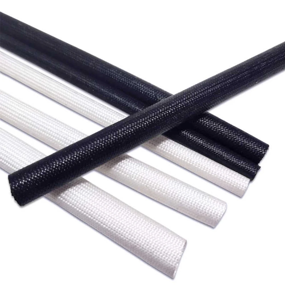 5/10M ID 1mm~30mm Alkali-free Braided Fiberglass Sleeve 600 Deg.C High Temperature Chemical Glass Fiber Tube Fiberglass Sleeving