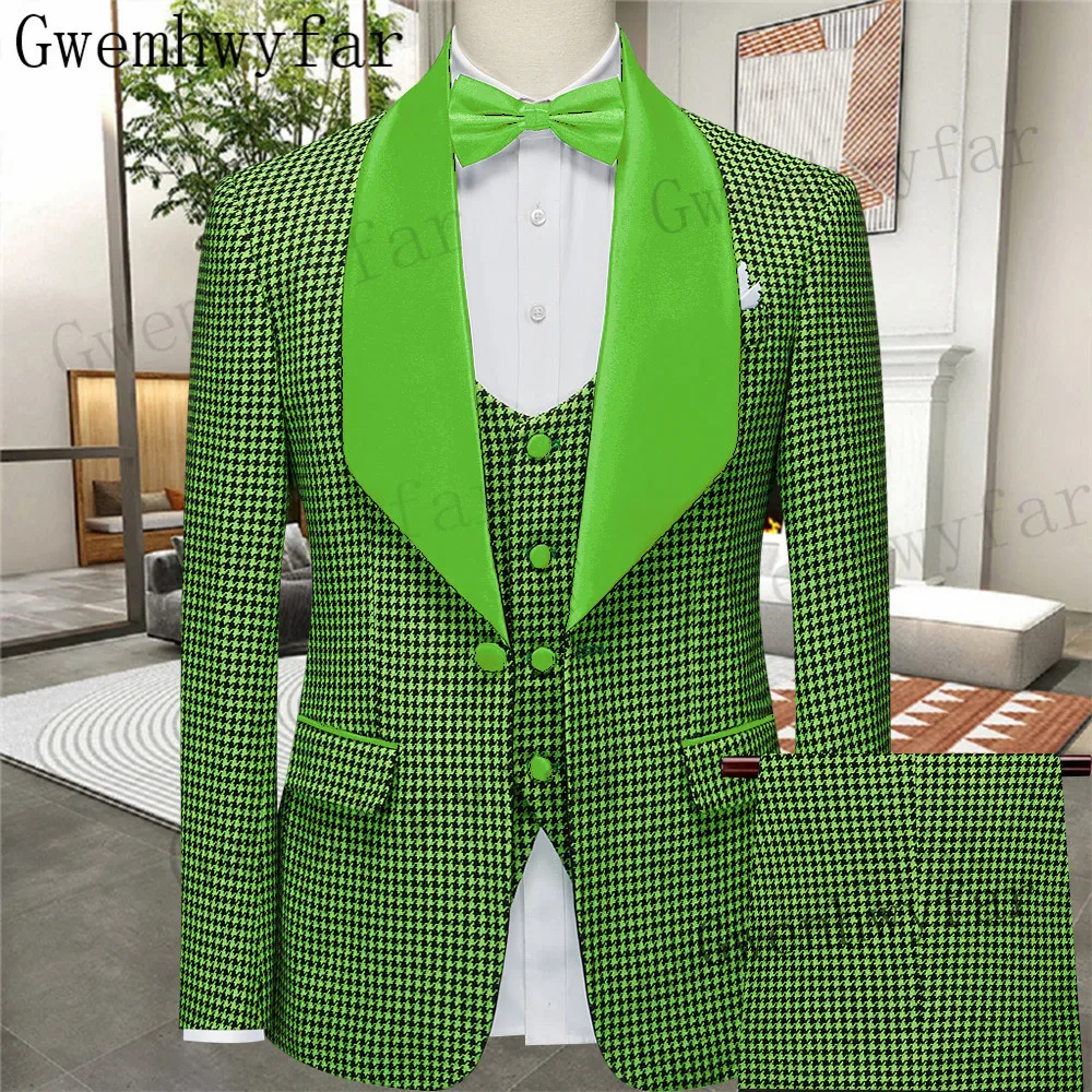 

Gwenhwyfar Handsome Casual 3 Piece Suit For Men Wedding Tuxedos Shawl Lapel Groomsmen Men Suits Business Party Prom Blazer