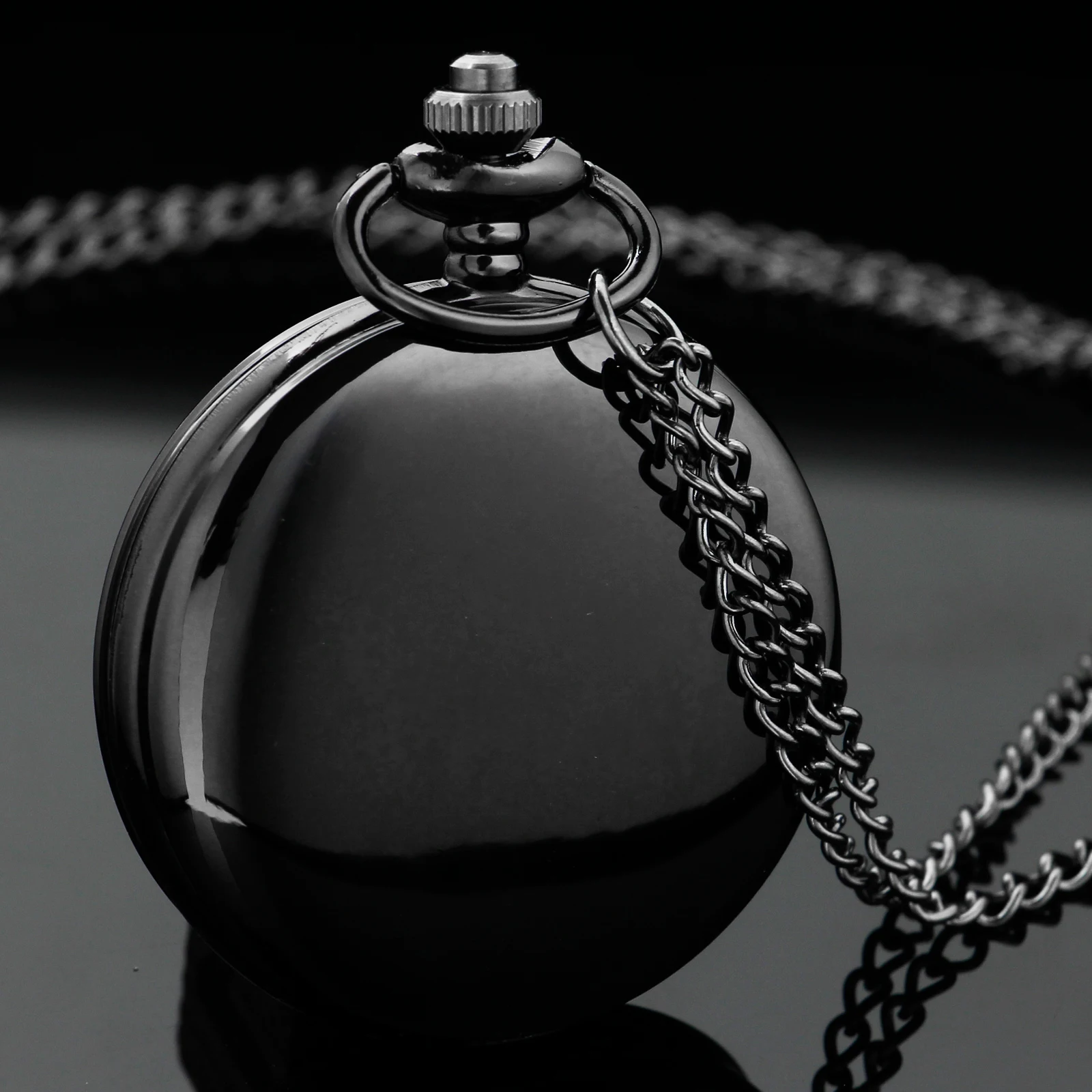 Black Mysterious Gemstone Doctor Strange Quartz Pocket Watch Fashionable Nostalgic Necklace Pendant Gift for Men and Women