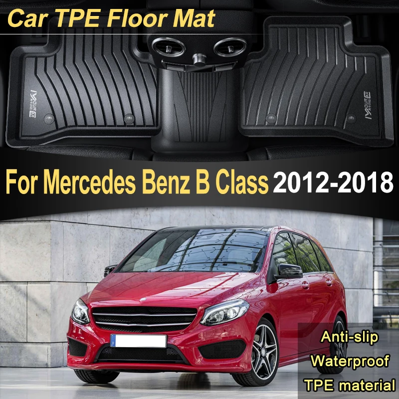 Автомобильные коврики из ТПЭ с левым рулем для Mercedes-Benz B Class 2012 ~ 2018 W246 200 180, аксессуары, водонепроницаемые грязевые коврики для ног, антигрязный ковер