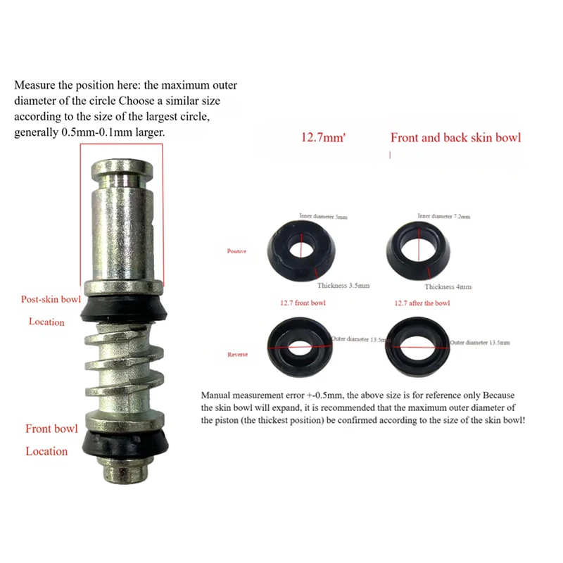 Motorcycle / Electric Disc Brake Pump Brake Piston 10mm-22.2mm Rubber Caliper Piston Seal Kit Oil Seal Front and Rear Bowl-1Set
