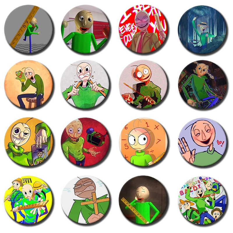 58mm Game Character Baldi's Basics Button Pin Snap-on Design Brooches Daily Fashion Decoration Badges Ideal Gifts for Friends