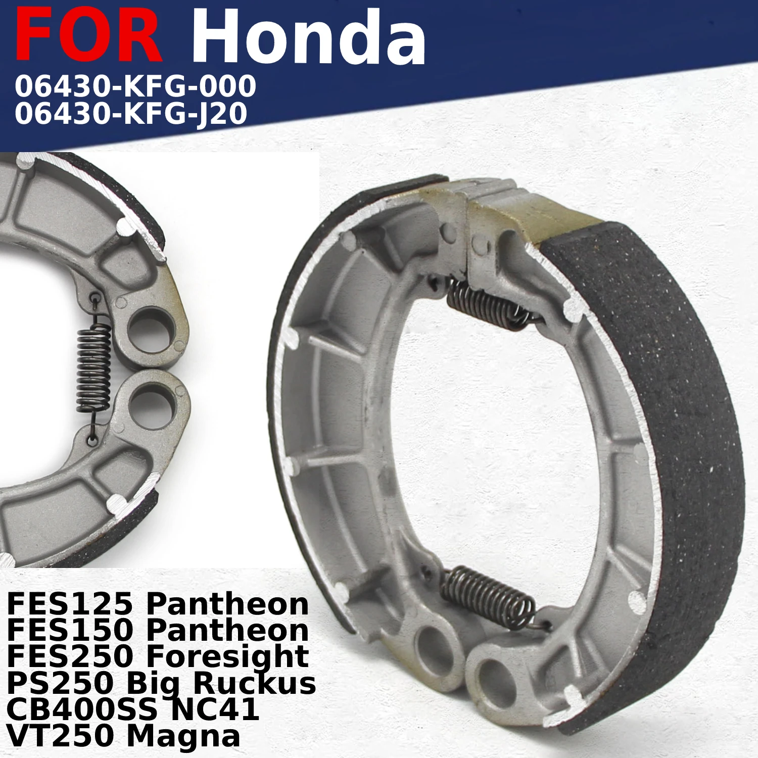 

Rear Brake Shoes Pads Fits for Honda FES125 FES150 Pantheon / FES250 Foresight / PS250 Big Ruckus / CB400SS NC41 / VT250 Magna