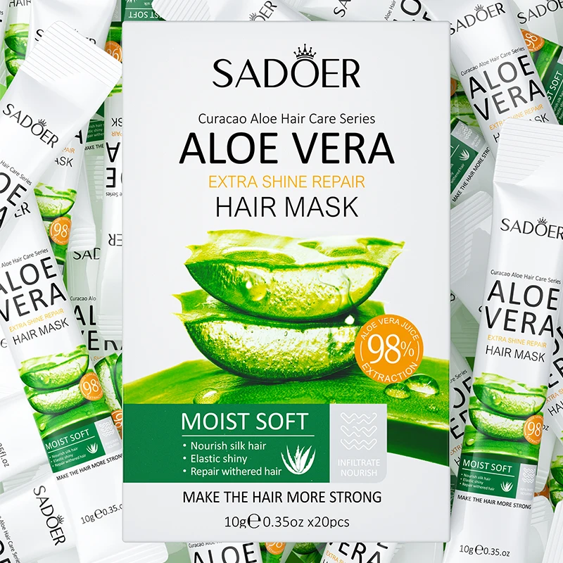 

20pcs SADOER Aloe Vera Nourishing Hair Mask Repair Damaged Hair Reduce Split Ends Oil Control Moisturizing Hair Treatment Masks
