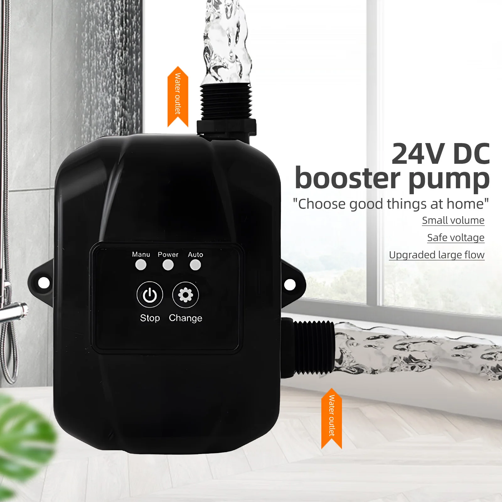 150W Water Pressure Booster Pump for Home 24V Automatic Shower Water Pressure Booster Silent Water Recirculating Pump