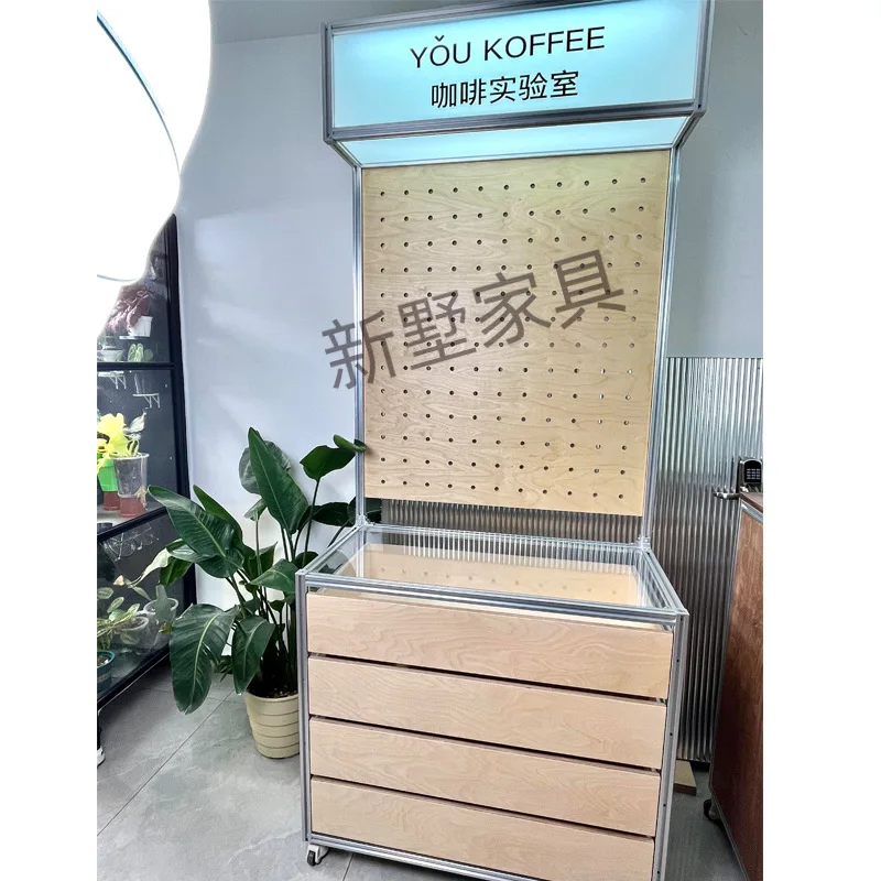 Coffee Console Aluminum Profile Birch Ocean Panel Dining Side Cabinet Display Rack Display Shelf Shelf Floor to Floor