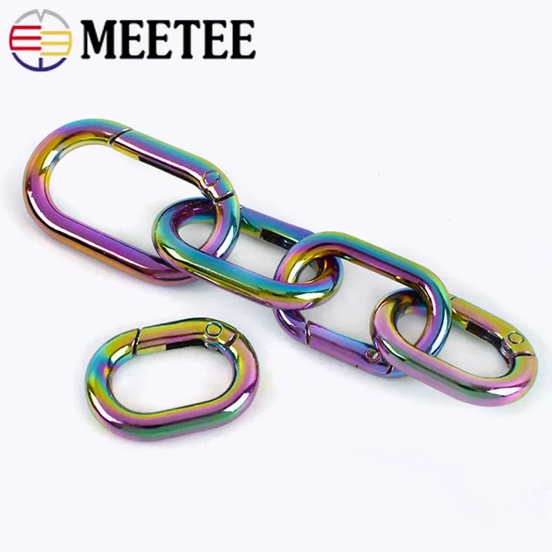 5Pc 10-50mm Rainbow Metal O Shape Ring Buckle Spring Circle Connection Hook for Bag Strap Webbing Backpack Decor Craft Accessory