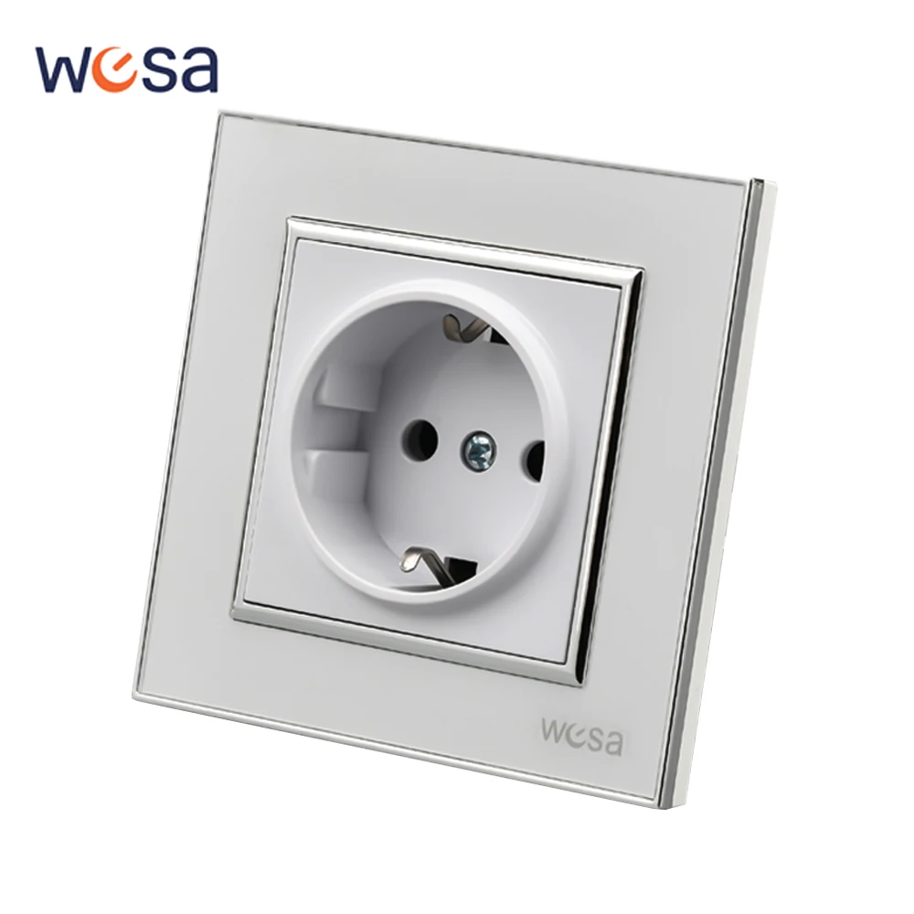 White AC 250V Electrical Outlets With Ground Classic EU Standard Power Sockets Wall Embedded Flame Retardant Plugs Socket Socket