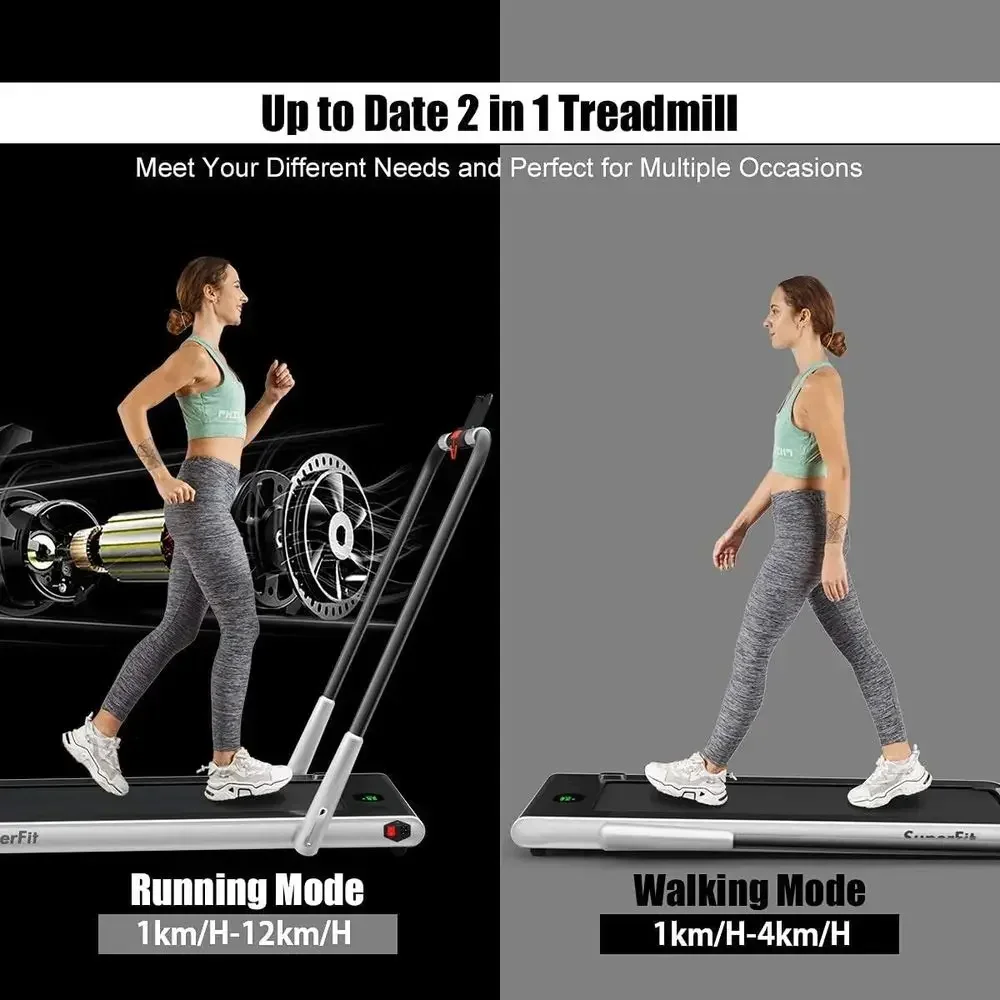 Dual-Function Desk Treadmill, 2.25HP, Portable, App & Remote Controlled, Bluetooth Speaker, LED Display, Ideal for Home & Office