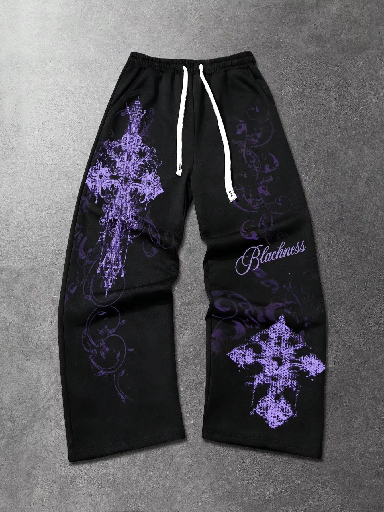 2026 Sommer Neue Modetrends Y2K Buchstaben-Flammen-Stern-Print Weite Jogginghose Unisex Kordelzug Lose Hip-Hop Streetwear – Detail 3