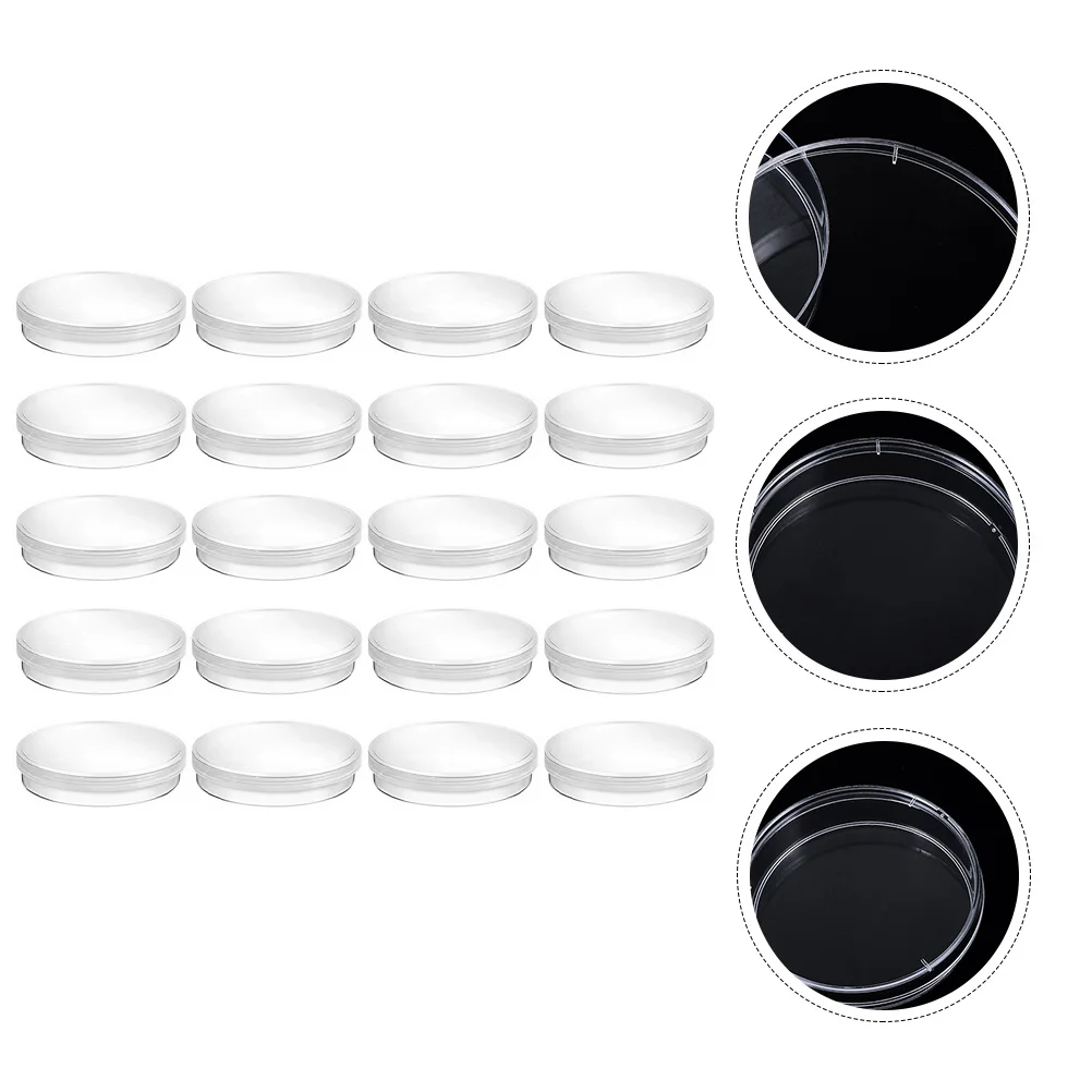 20 Pcs Terrarium Container Petri Dish Culture Dishes Vial Clear Transparent Plastic