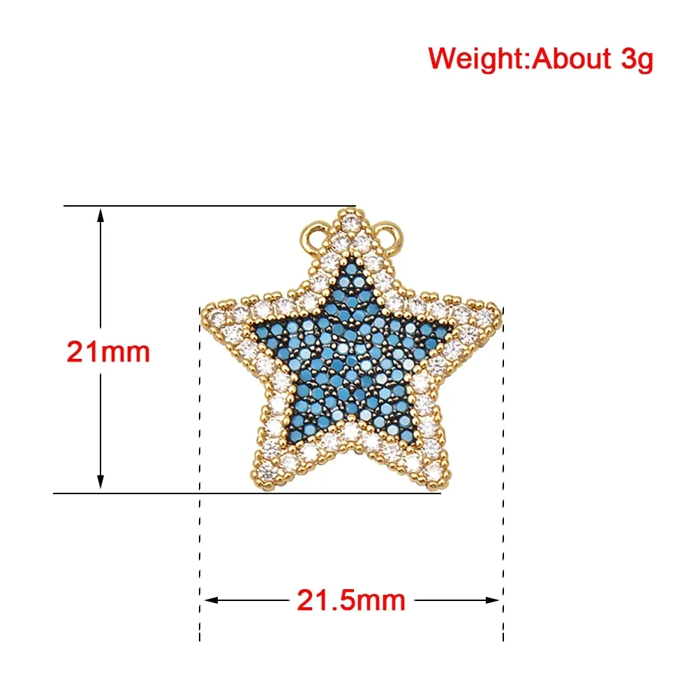 3 Pcs Stars Connection Clasp Jewlery Making Supplies Diy Necklace Chains Bracelet Accessories Zircon Parts Handcrafted Pentagram