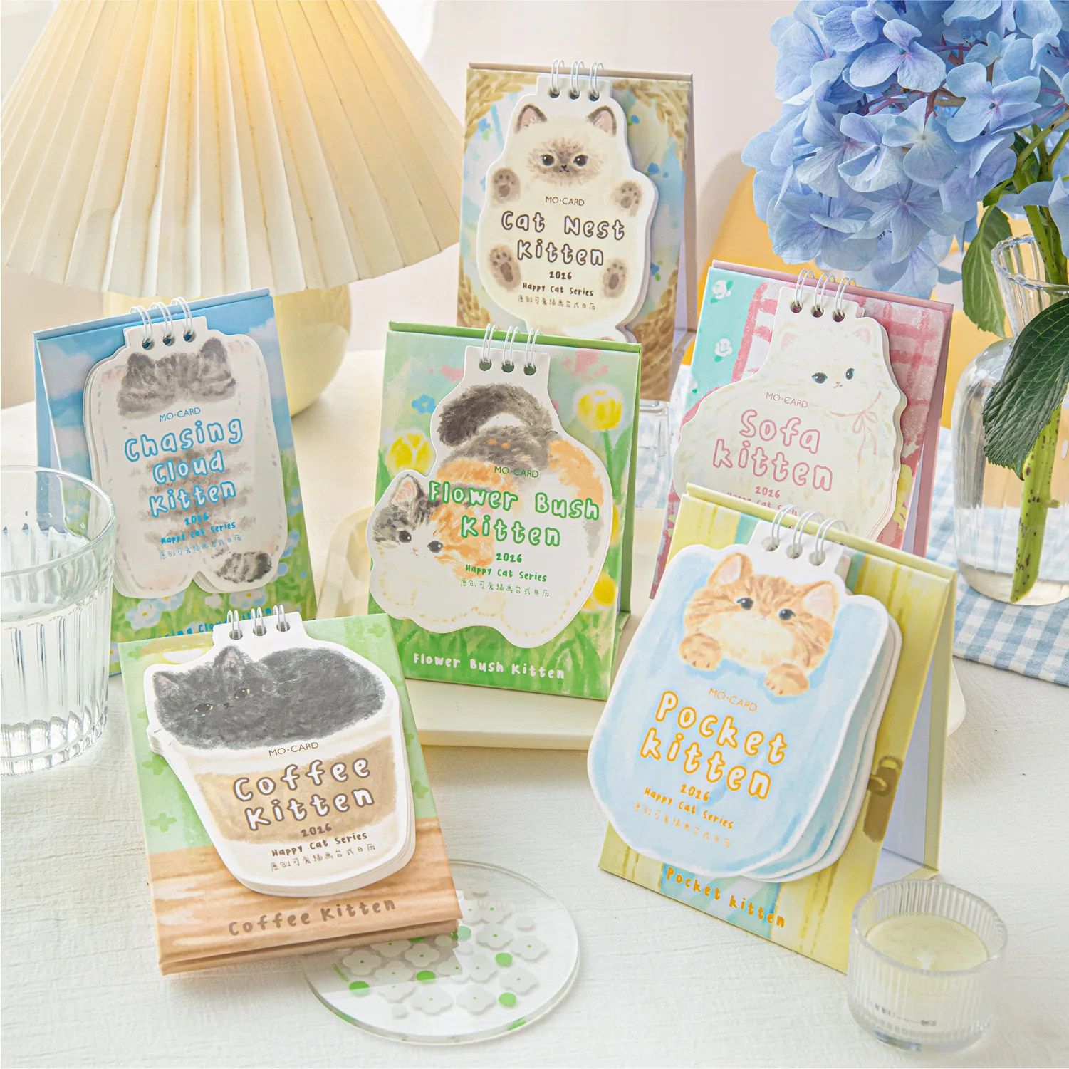 귀여운 고양이 책상 달력 만화 미니 휴대용 개학 어린이 학생 선물 귀여운 사무실 가정 책상 일정 학습 장식 정리함