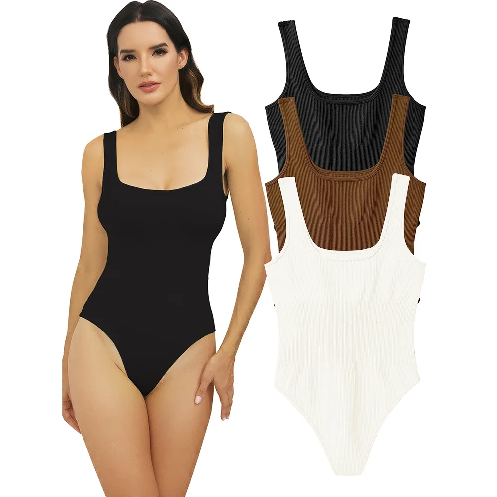 

Женские Боди, сексуальные ребристые майки без рукавов с квадратным вырезом, топы без рукавов, боди