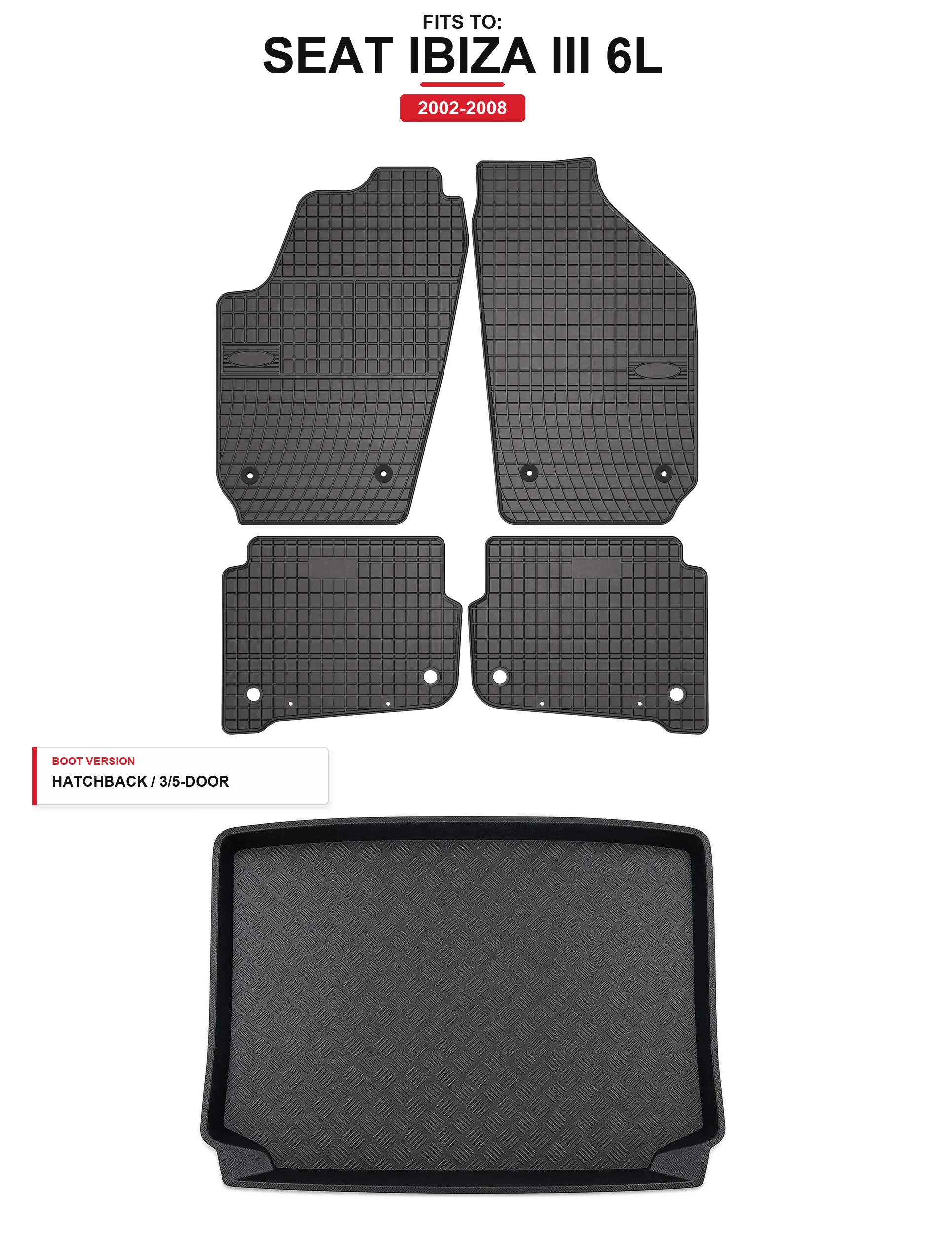 Rubbermatten Solidpro + kofferbakmat voor: Seat Ibiza III 6L 2002-2008