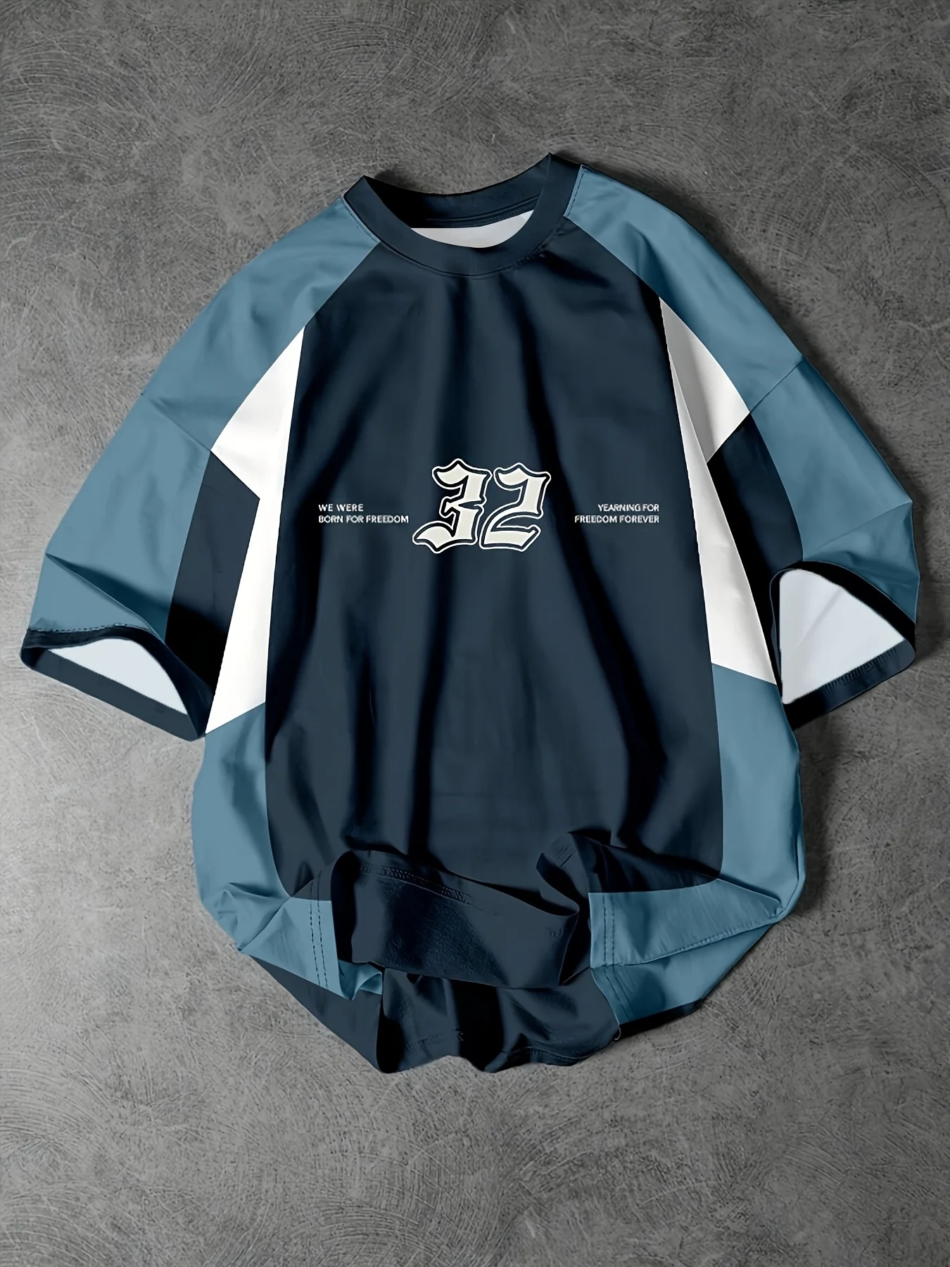 New American men's summer training 32 letter printed micro elastic breathable round neck T-shirt outdoor casual sports top