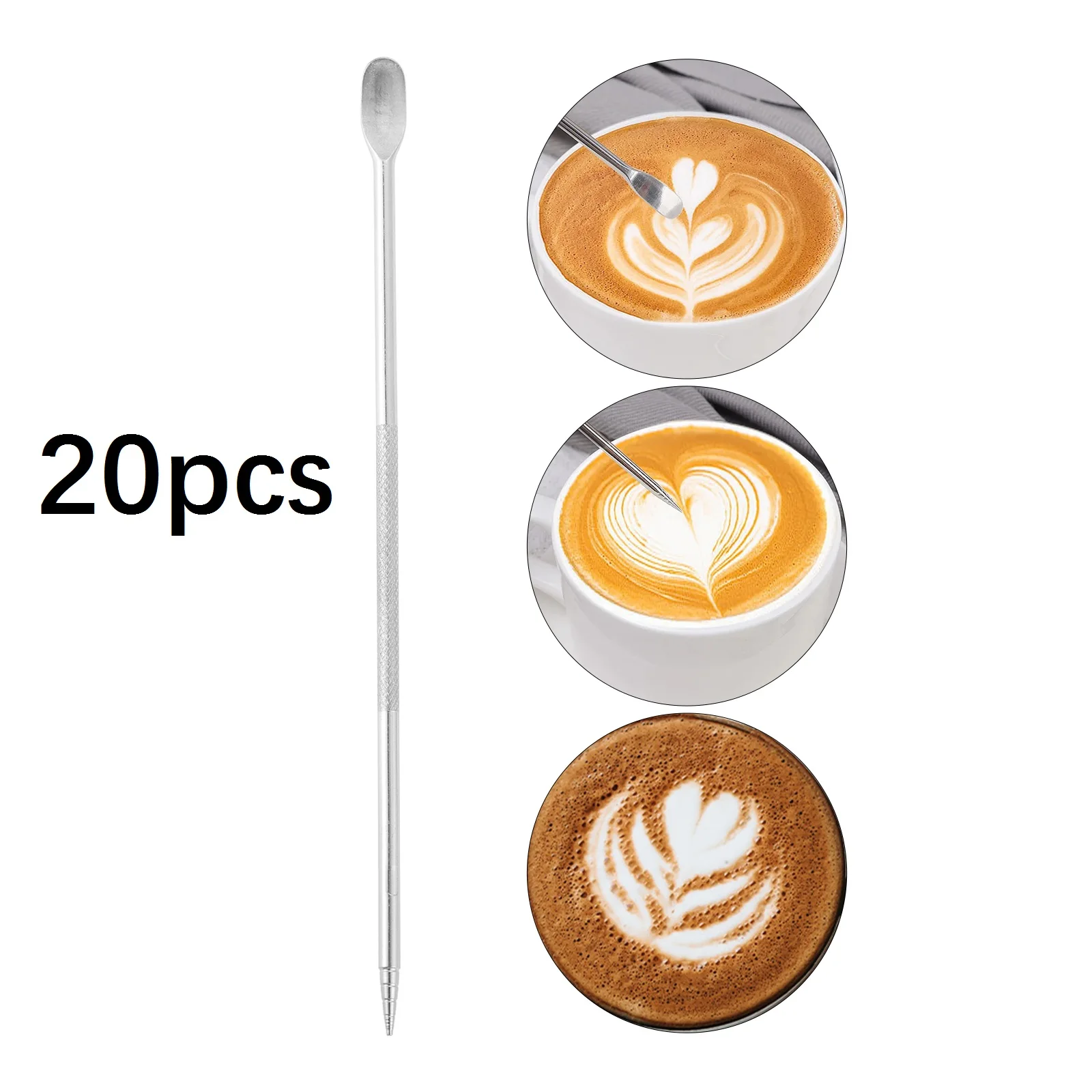 20pcs/set Coffee Latte Art Pen Stainless Steel 136mm/5.35inch Professional Barista Decorationg Tools DIY Fancy Coffee Easy Clean