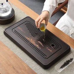 GIANXI Chinese Tea Ceremony Bamboo Tea Tray Tea Table Dry Brew Tea Table Decoration Storage Tray Coffee Tea Set Tea Sea Drainage